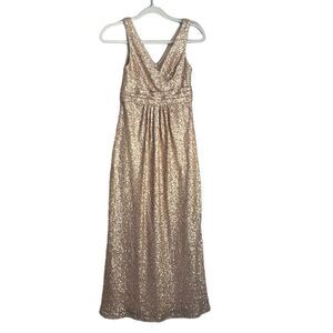 Sorella Vita Junior Bridesmaid Gold Sequins Maxi Dress Size 14